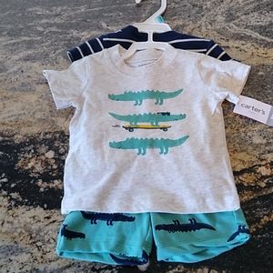 NWT 3pc. Carter's alligator short outfit.